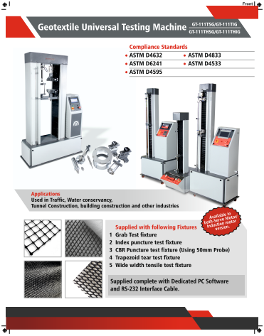 Geotextile universal tensile testing machine - EIE Instruments Catalogue