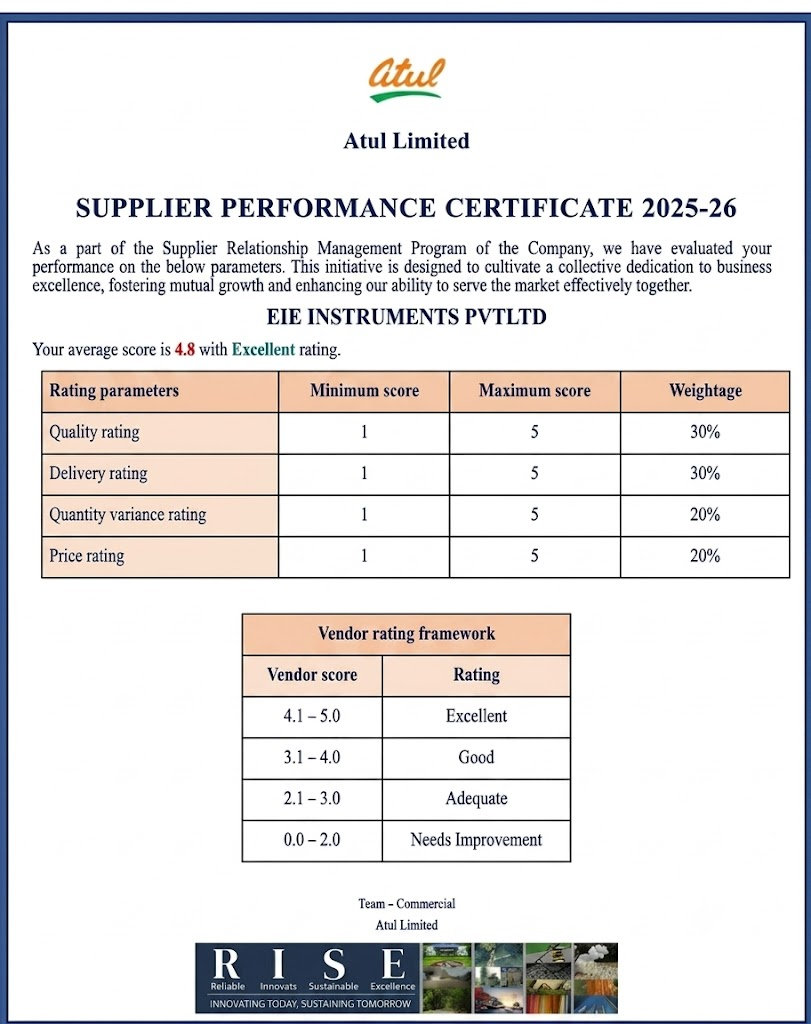 Supplier Performance Certificate